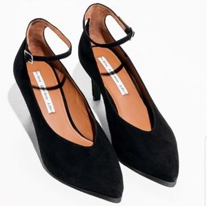 & Other Stories Ankle Strap Suede Heels